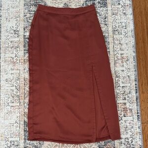 Abercrombie & Fitch Silk Rust Midi Skirt